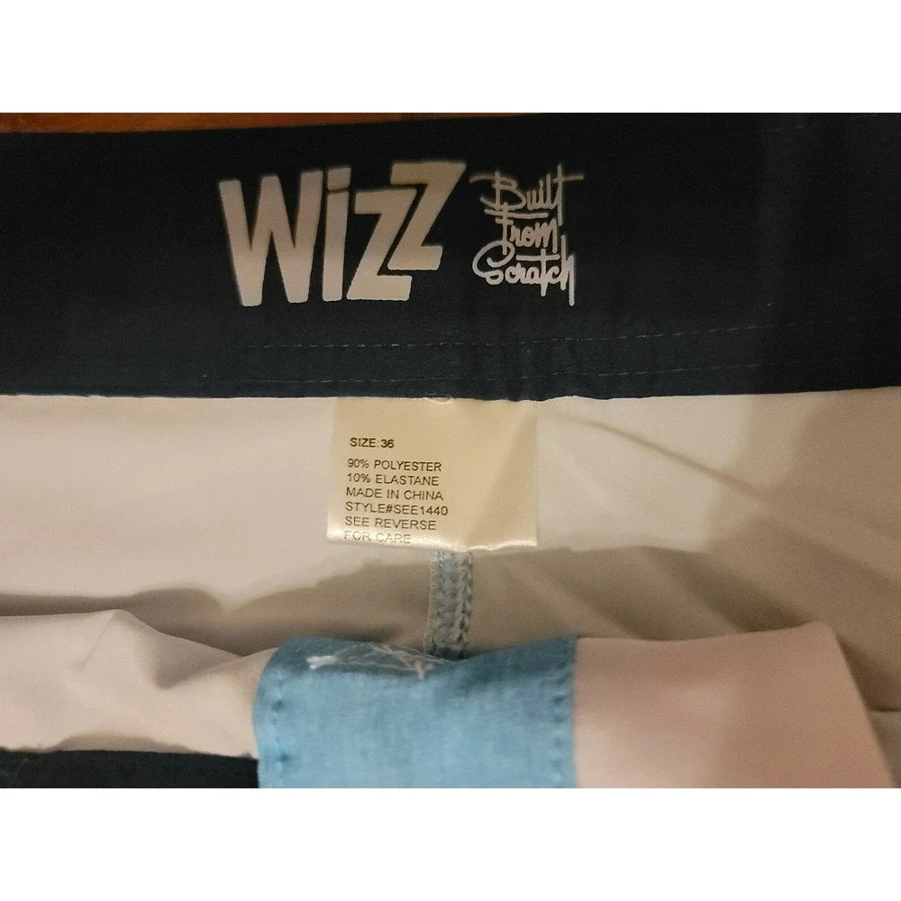 WizZ Men's Physique Board Shorts Competition Stage Trunks Blue/Navy‎ Size 36